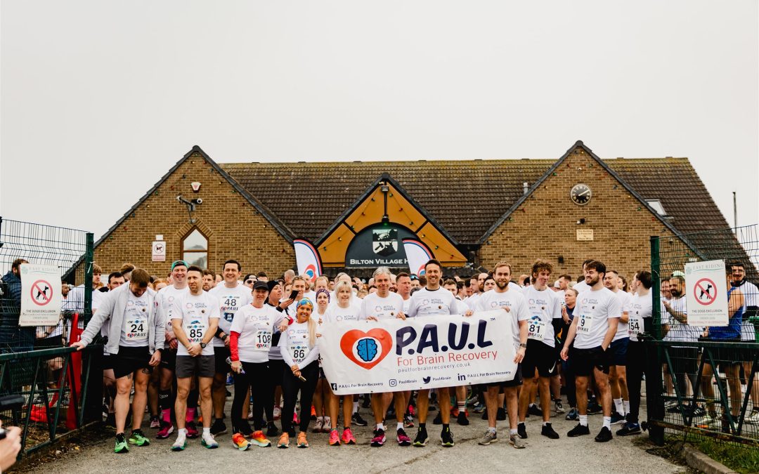 P.A.U.L For Brain Recovery 12th annual 10K run starting line at the Bilton Village Hal