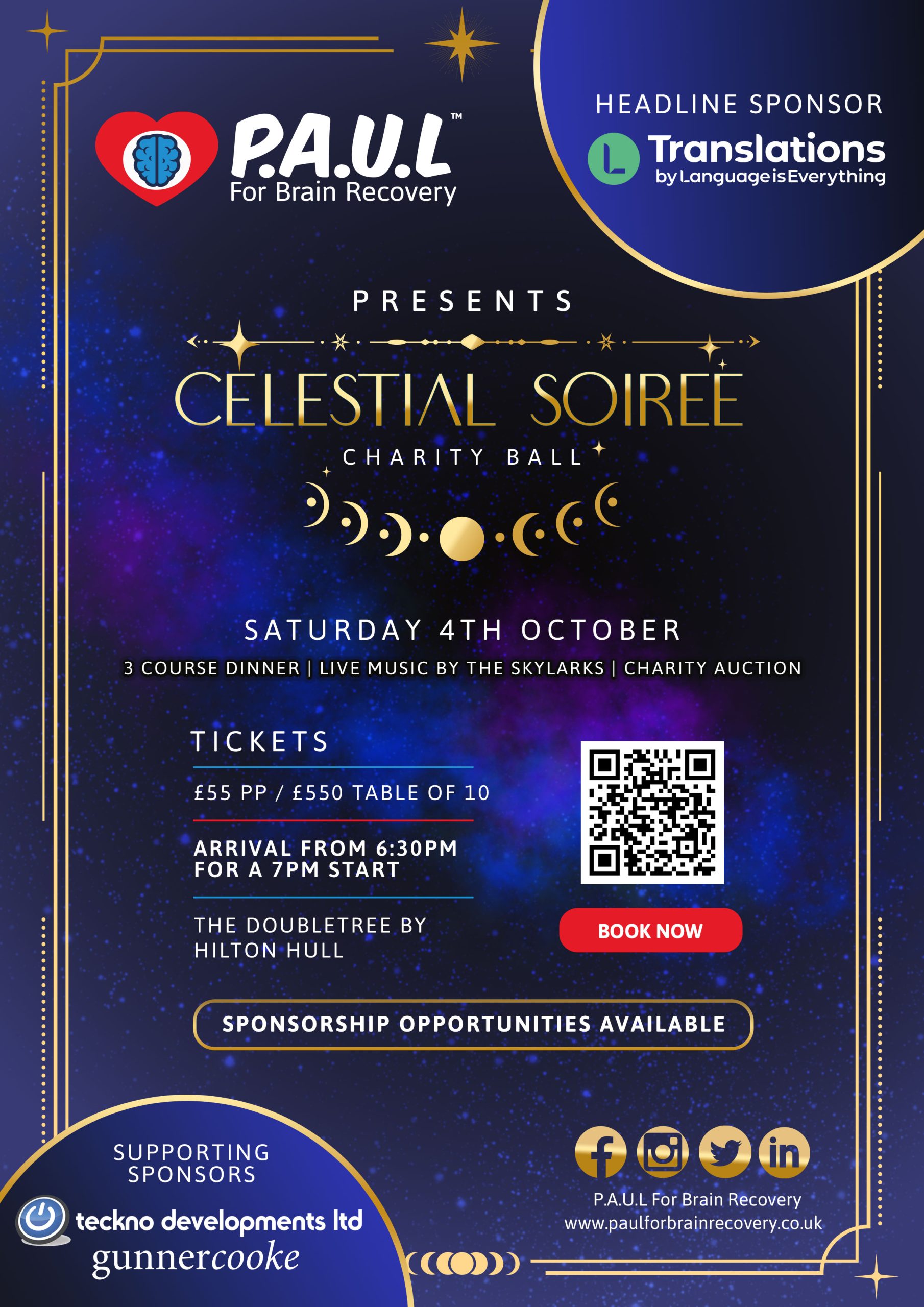 P.A.U.L For Brain Recovery Charity Ball 2025 - Celestial Soiree A4 Poster (22.05.25)