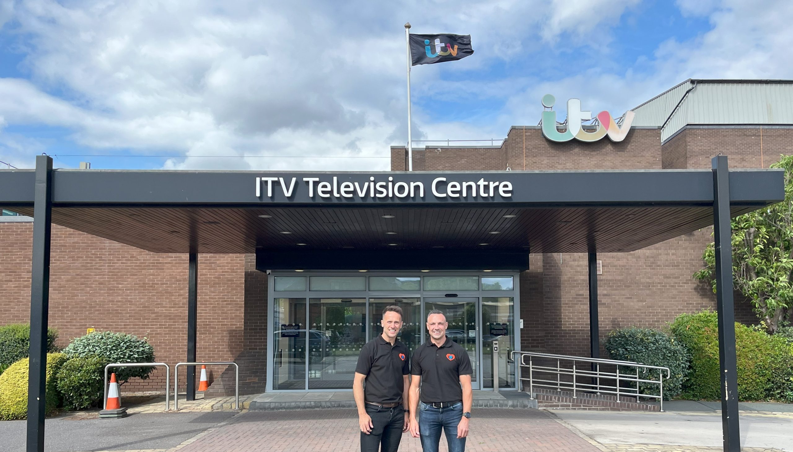 P.A.U.L For Brain Recovery's visit to ITV Calendar studios in Leeds - in front of the ITV Calender building - C